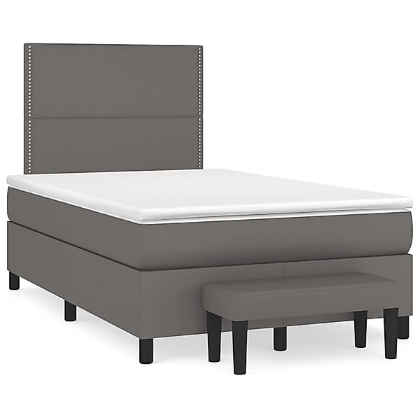 vidaXL Boxspringbett, Boxspringbett mit Matratze Grau 120x200 cm Kunstleder günstig online kaufen