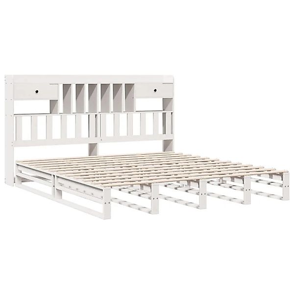 vidaXL Massivholzbett mit Regal ohne Matratze Weiß 180x200 cm Kiefer 332396 günstig online kaufen