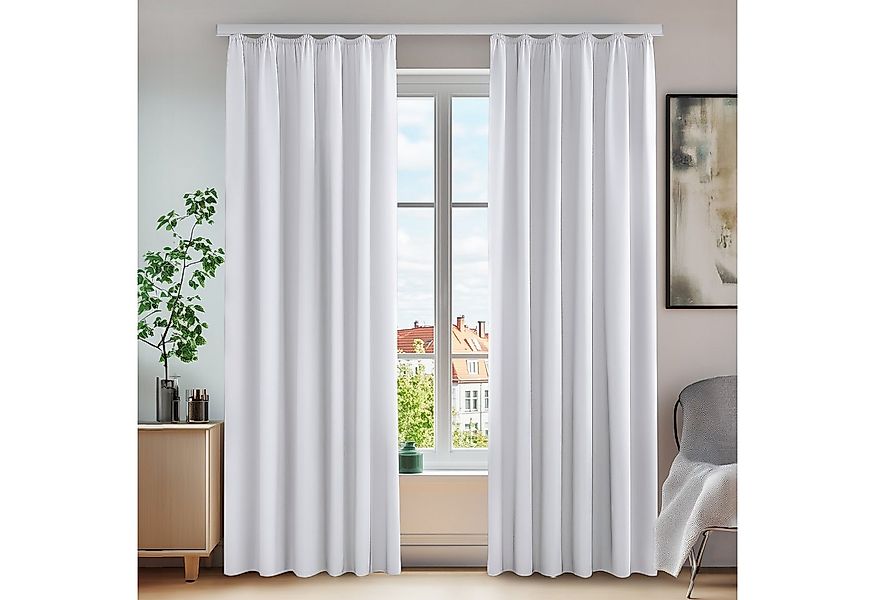 Deconovo Verdunkelungsvorhang Gardinen mit Kräuselband Vorhänge Wohnzimmer günstig online kaufen