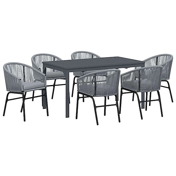 vidaXL Garten Essgruppe 7-Tlg Grau Poly Rattan 3378826 günstig online kaufen