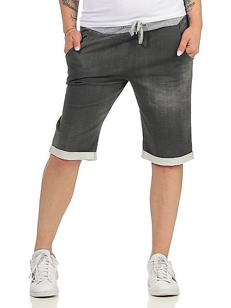 CLEO STYLE Sweatbermudas Sweat Bermuda 9 Schwarz / Blume 2 günstig online kaufen