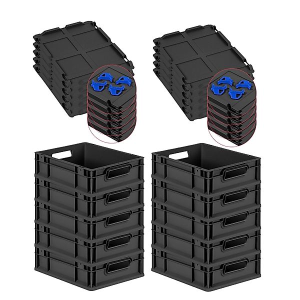 PROREGAL SparSet 10x Eurobox Nextgen Grip Mit Auflagedeckel Und Blauen Vers günstig online kaufen
