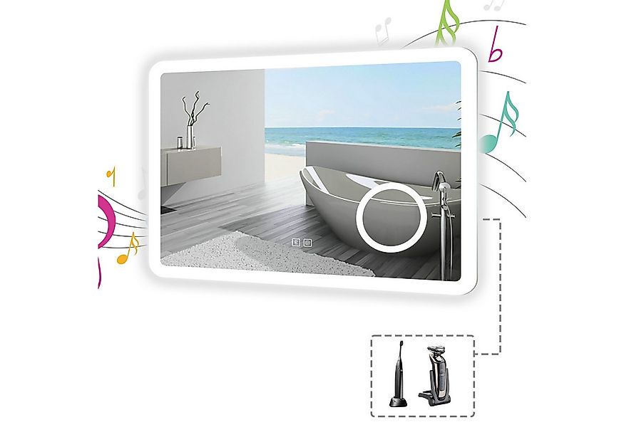 duschspa Badspiegel LED Spiegel mit Steckdose 3x Schminkspiegel Kalt/Neutra günstig online kaufen