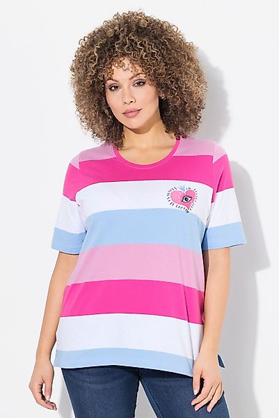 Ulla Popken T-Shirt T-Shirt Ringel Herz-Stickerei günstig online kaufen