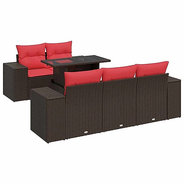 vidaXL 6-Tlg Garten-Sofagarnitur mit Kissen Braun Poly Rattan Akazie 332673 günstig online kaufen