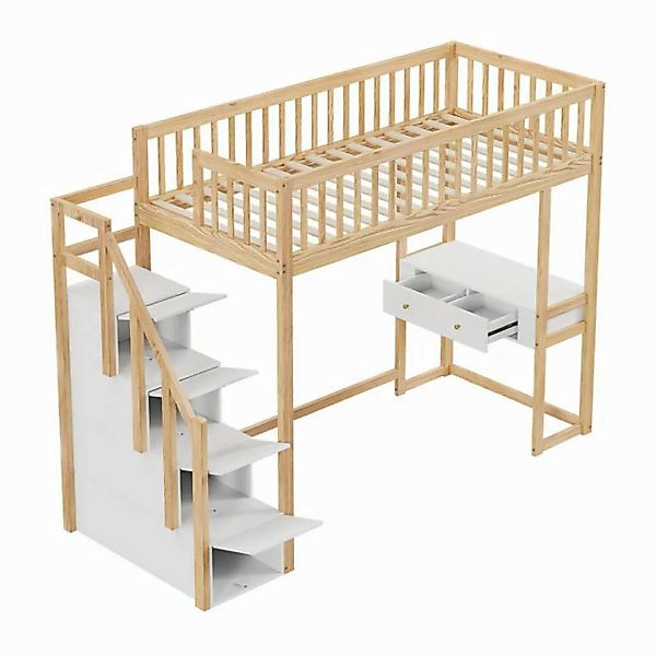 HAUSS SPOLE Kinderbett 90x200 mit Multifunktionstisch, Aufbewahrungstreppe günstig online kaufen