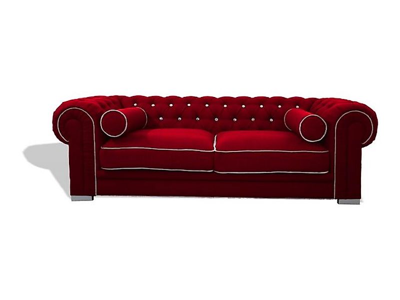 Xlmoebel 3-Sitzer Sofa Chesterfield 3-Sitzer, Designer-Polstercouch Rot, 1 günstig online kaufen