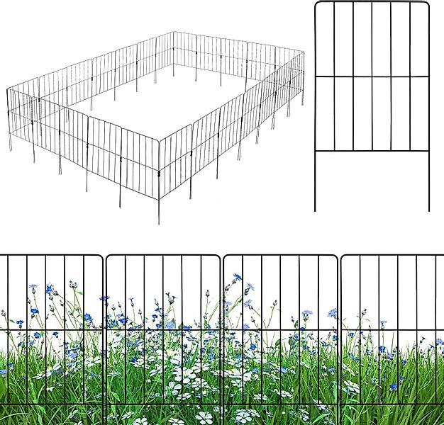 KOMFOTTEU Gartenzaun Steckzaun Metall, 25 Stück, günstig online kaufen