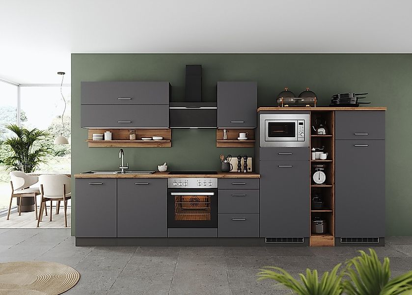 KOCHSTATION Küchenzeile "KS-Milan" 370 cm breit, robuste Metallauszüge, vie günstig online kaufen