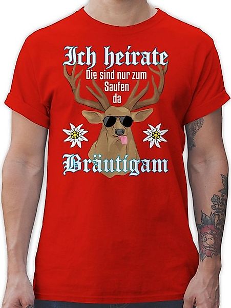 Shirtracer T-Shirt Bräutigam Hirsch - weiß JGA Männer günstig online kaufen