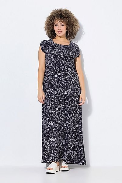 Ulla Popken Maxikleid Smok-Kleid Schleifen A-Linie Carré-Ausschnitt günstig online kaufen