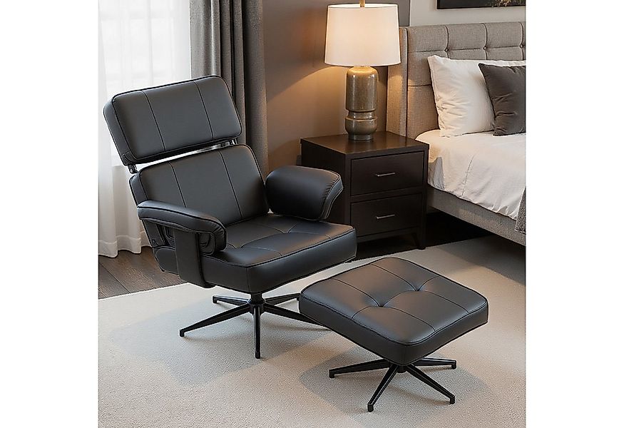HOMCOM Relaxsessel mit Fußhocker, Kunstleder-Bezug, höhenverstellbare Kopfs günstig online kaufen