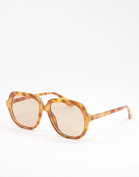 ASOS DESIGN – 70er Oversize-Sonnenbrille mit Rahmen in Schildpatt-Optik und günstig online kaufen