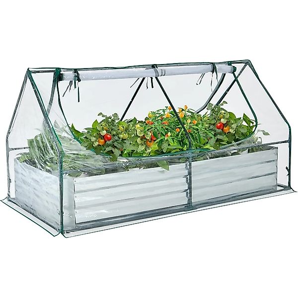 Costway 3 In 1 Gewächshaus mit Fenstern 180 x 90 x 91 cm Silber günstig online kaufen