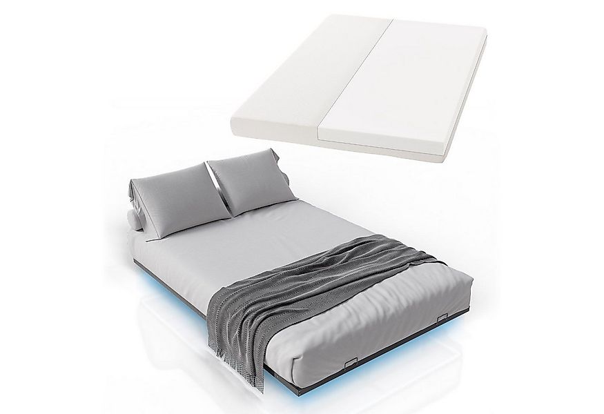 Juskys Metallbett Palamos, 140x200 cm mit Matratze, Lattenrost, Beleuchtung günstig online kaufen