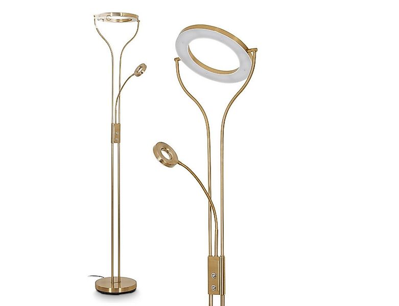 hofstein Deckenfluter »Giralba« dimmbare Stehleuchte aus Metall in Messing, günstig online kaufen