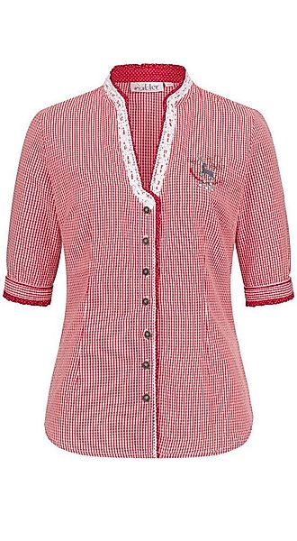 Nübler Dirndlbluse Trachtenbluse kurzar Sandy in Rot günstig online kaufen