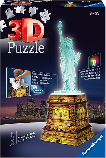 Ravensburger 3D-Puzzle Freiheitsstatue bei Nacht, 108 günstig online kaufen