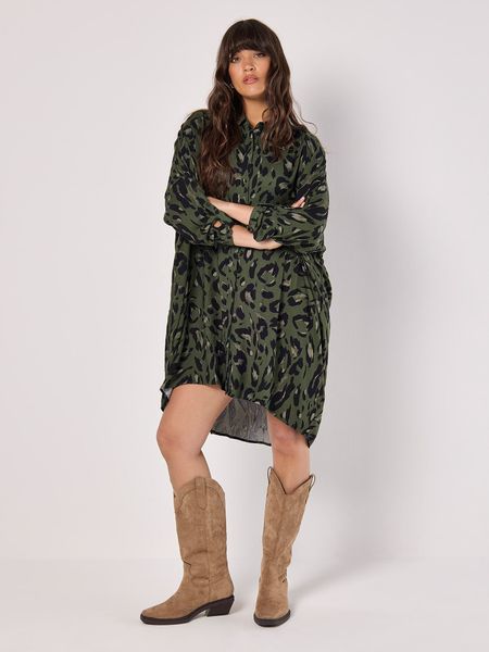 Apricot Druckkleid Animalprint Minikleid, mit Krempelärmeln, günstig online kaufen