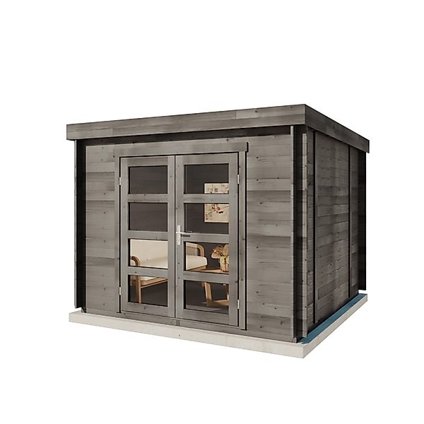 Alpholz Gartenhaus Set Paloma Sol Imprägniert Grau 304x304cm inkl. Dacheind günstig online kaufen