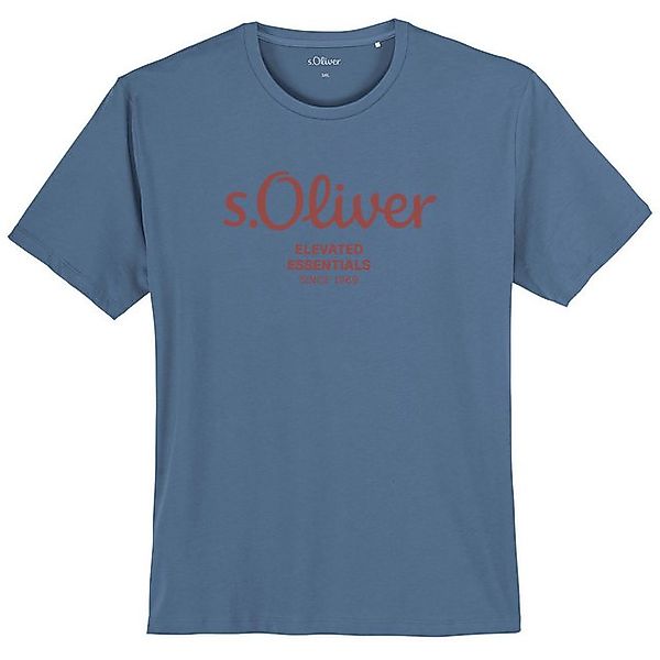 s.Oliver Rundhalsshirt s.Oliver T-Shirt rauchblau Logoprint Übergröße günstig online kaufen