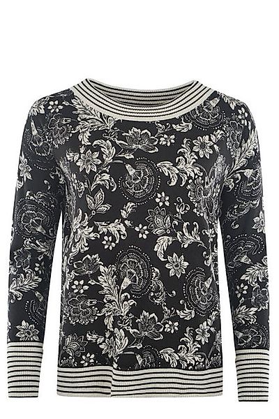 Hajo Rundhalspullover Damen Pullover mit zweifarbigem Alloverprint günstig online kaufen