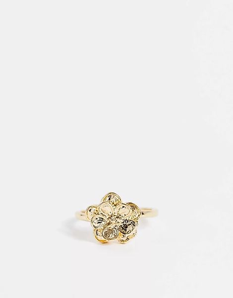 Topshop – Goldfarbener Ring mit Blumendesign günstig online kaufen
