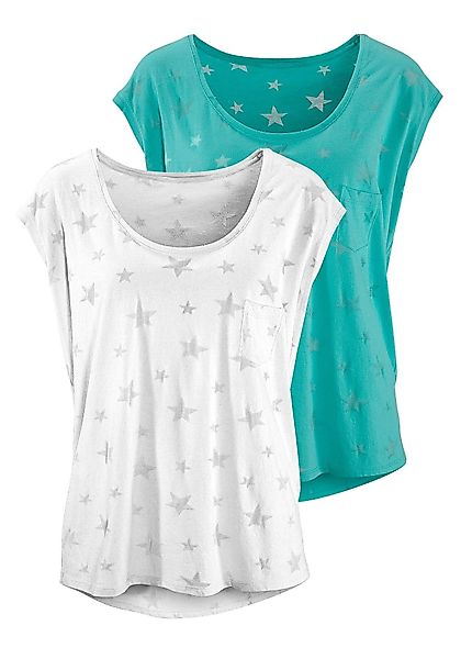 Beachtime Kurzarmshirt mit leicht transparenten Sternen günstig online kaufen
