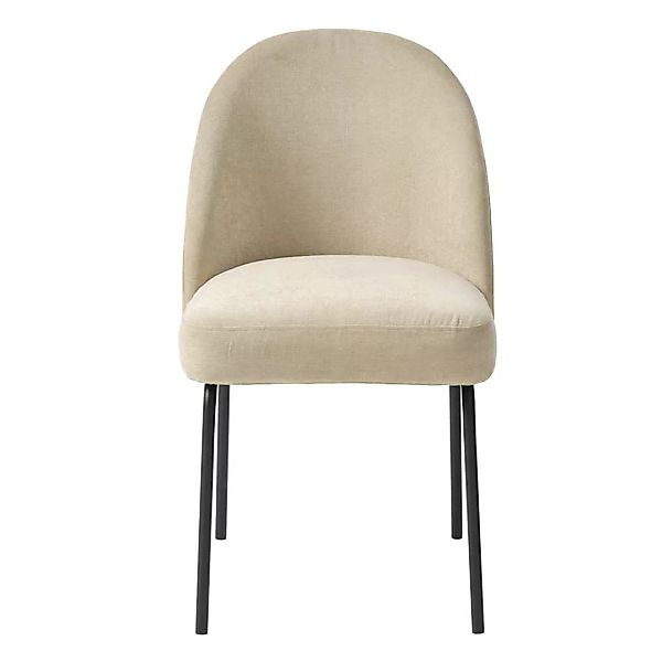 Esstisch Stühle Beige aus Chenillegewebe Metall (2er Set) günstig online kaufen