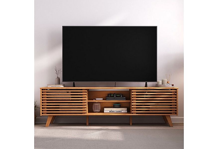 IDIMEX Lowboard RIAN, Modernes TV Möbel mit Schiebetüren aus Massivholz Eic günstig online kaufen