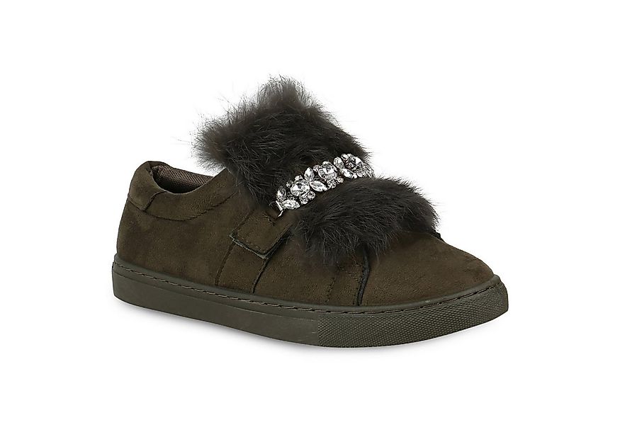 VAN HILL 820227 Sneaker Damen Sneaker Low Fell Strass Wildleder-Optik Freiz günstig online kaufen