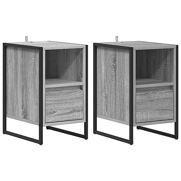 vidaXL Nachttisch 2 Stk Graues Sonoma 39,5 x 30 x 50 cm Holzwerkstoff 88666 günstig online kaufen