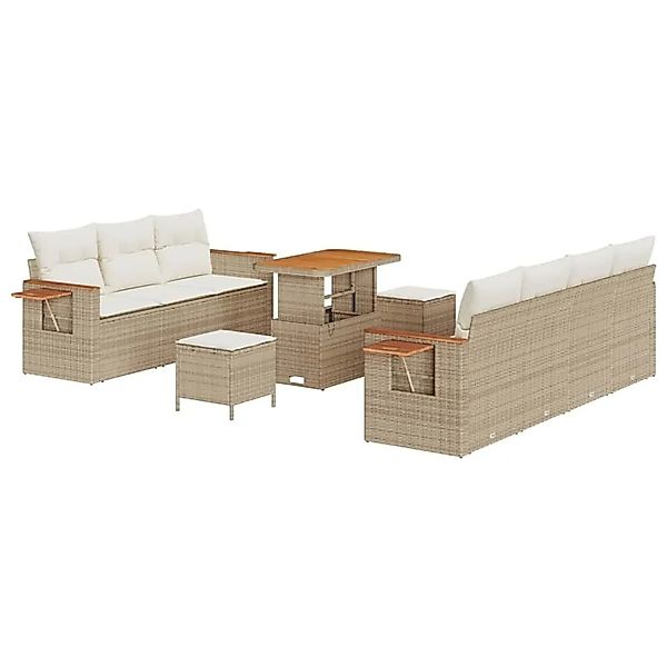 vidaXL Gartensofa-set mit Kissen 13-Tlg Beige und Creme Poly-Rattan 3365091 günstig online kaufen