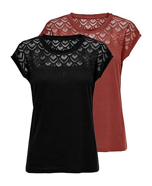 ONLY Kurzarmshirt "ONLNICOLE LIFE S/S MIX TOP 2 PACK CS JRS", (Packung, 2 t günstig online kaufen