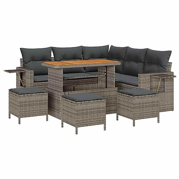 vidaXL Gartensofa-Set mit Kissen 10 Stk Grau Poly-Rattan 3363703 günstig online kaufen
