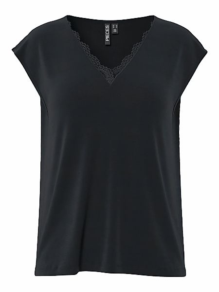 pieces Kurzarmshirt "PCKAMALA LACE V-NECK TEE JRS NOOS BC" günstig online kaufen