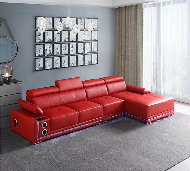 JVmoebel Ecksofa Couch Beleuchtete Leder Ecksofa L Form Sound Led Boxen, Ma günstig online kaufen