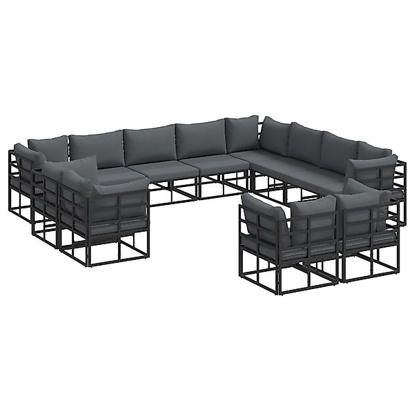 vidaXL Garten-Sofa-Set mit Kissen 12-Tlg Schwarz Aluminium 3378934 günstig online kaufen