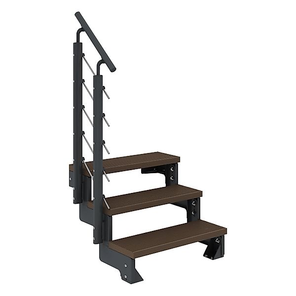 Dolle Außentreppe Gardentop Anthrazit 3 Stufen 80 cm Braun inkl. Geländer günstig online kaufen