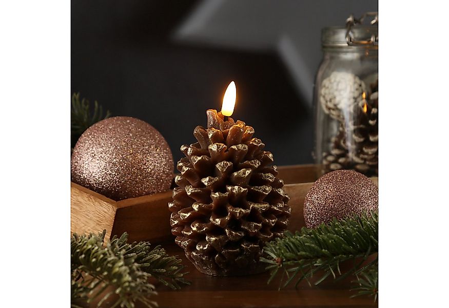 MARELIDA LED-Kerze Tannenzapfen Echtwachs Zapfenform Weihnachtsdeko H: 13cm günstig online kaufen