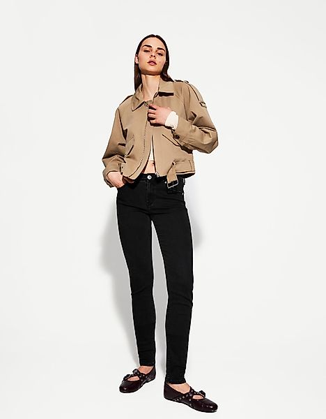 Bershka Skinny-Jeans Mit Tiefem Bund Damen 36 Schwarz günstig online kaufen