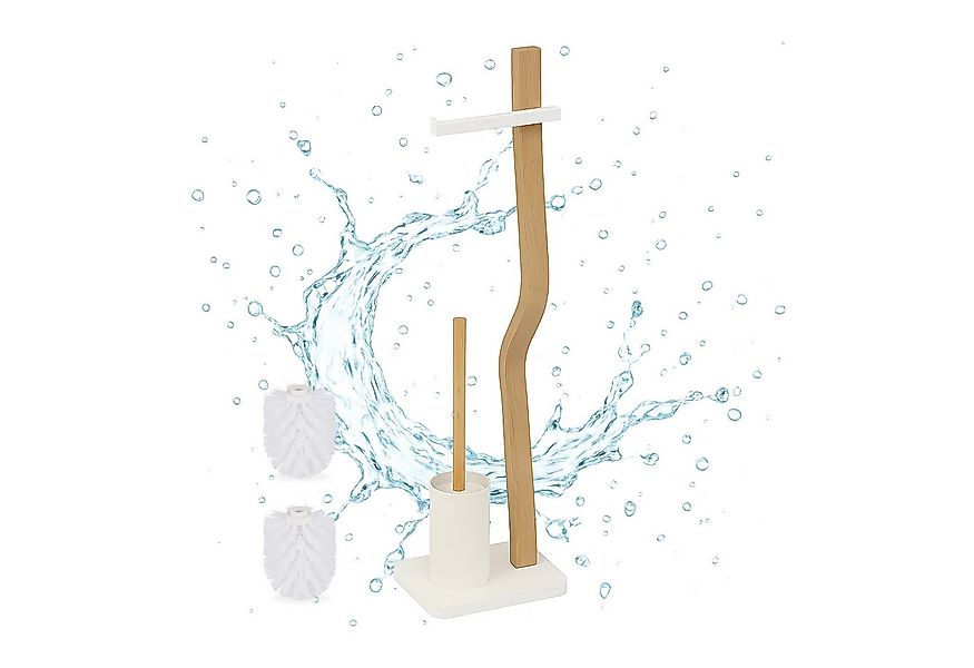 relaxdays WC-Garnitur Holz & Metall, weiß günstig online kaufen