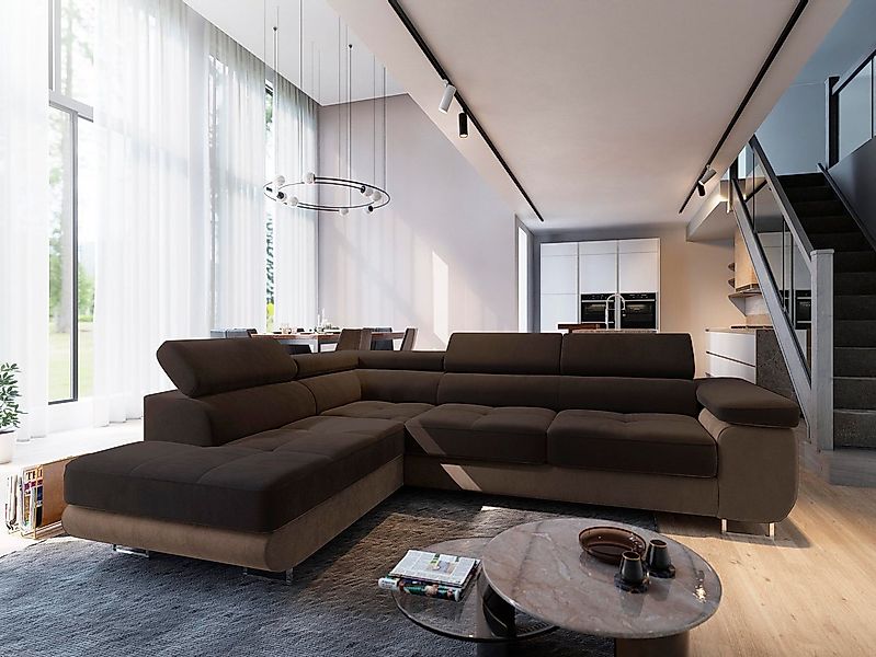 Masseno Ecksofa SELVA mit Schlaffunktion L-Form, Sofa mit Bettkasten günstig online kaufen