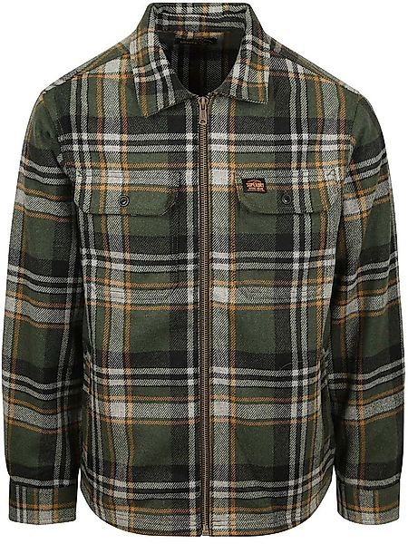 Superdry Overshirt Miller Wool Blend Karos Grün - Größe L günstig online kaufen