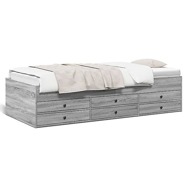 vidaXL Bett, Tagesbett mit Schubladen Grau Sonoma 100x200 cm Holzwerkstoff günstig online kaufen