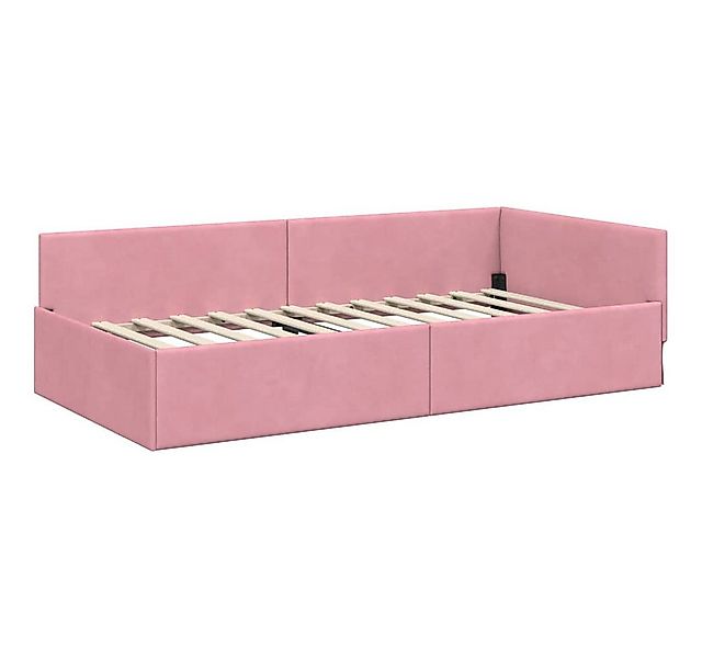 vidaXL Bett Eckbettgestell mit Kopfteil Rosa 80 cm x 200 cm Stoff (1-tlg) günstig online kaufen
