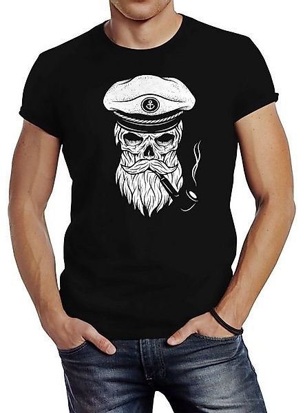 Neverless Print-Shirt Herren T-Shirt Totenkopf Kapitän günstig online kaufen
