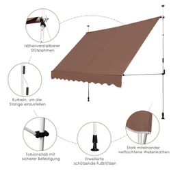 KOMFOTTEU Klemmmarkise Balkonmarkise Sonnenschutz ohne Bohren, günstig online kaufen