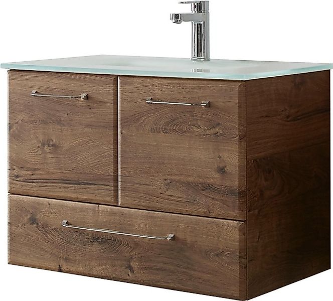 Saphir Waschtisch "Quickset Glaswaschtisch mit Unterschrank, 74 cm breit, W günstig online kaufen