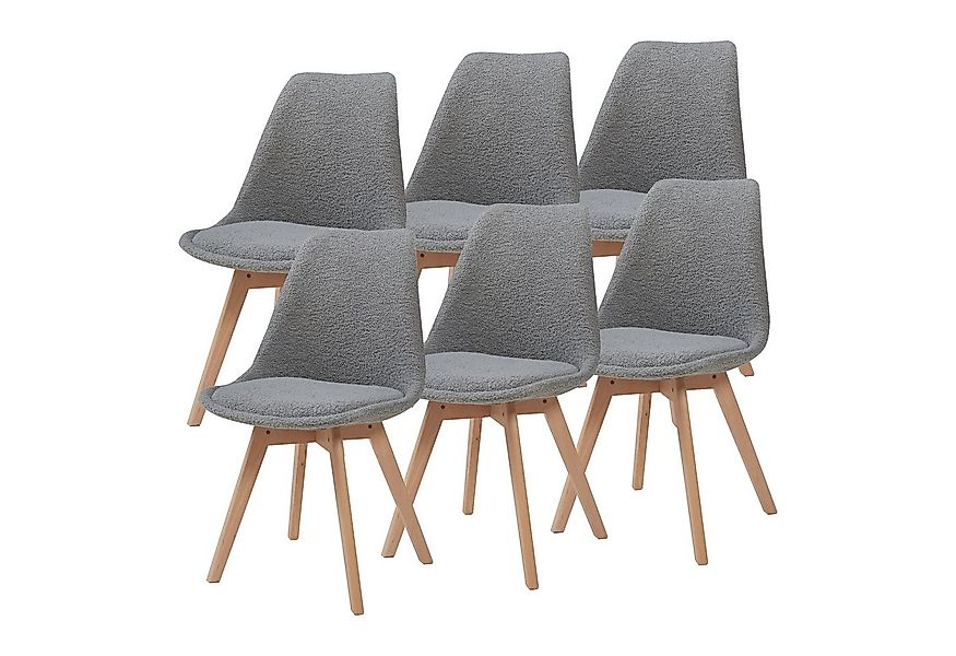 en.casa Esszimmerstuhl (Set, 6 St), »Fläten« mit Massivholzbeinen Bouclé Gr günstig online kaufen